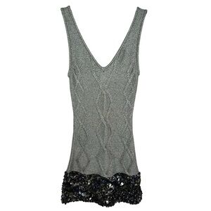 Catherine Malandrino Knit Sleeveless Dress with Sequin Hem